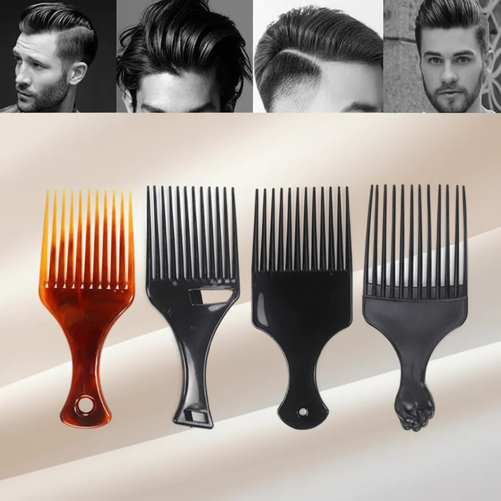 4 modèles Peignes Afro SoftGrip coiffure professionnelle homme