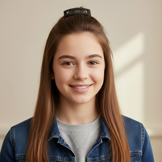 Adolescente jolie coiffure avec barrette a cheveux Printaniere