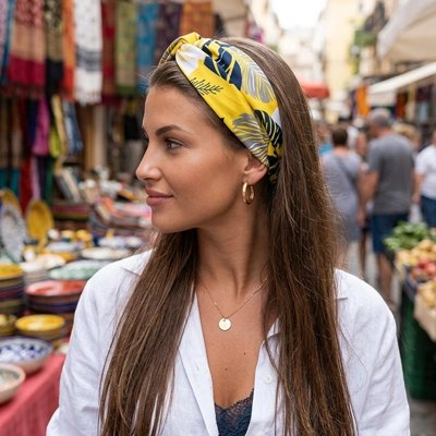 Bandeau Cheveux Femme Nœud Tropical - Jaune Tropical marché