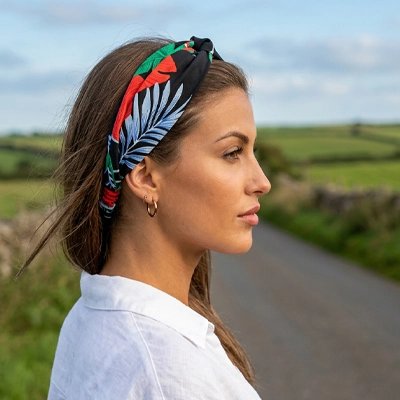 Bandeau Cheveux Femme Nœud Tropical - Noir campagne