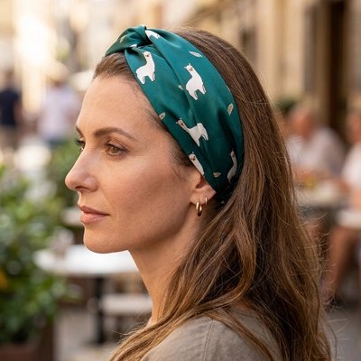 Bandeau Cheveux Femme Nouage Bohème vert lamas