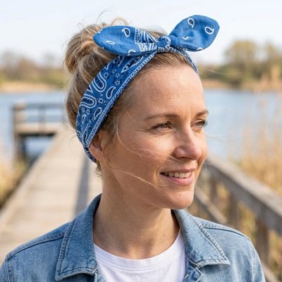Bandeau Cheveux Femme Paisley bleu bord de lac