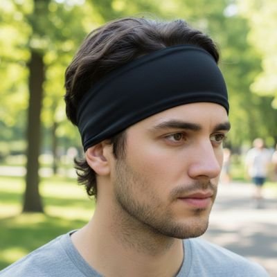 Bandeau Cheveux Homme Sport noir confort toute journee