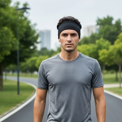 Bandeau Cheveux Homme Sport noir en ville 