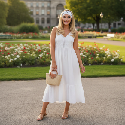 Bandeau cheveux pois Élégant tenue simple  femme élégante