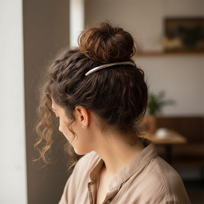  Barrette Cheveux Métal Tubulaire argent haut chignon bouclé