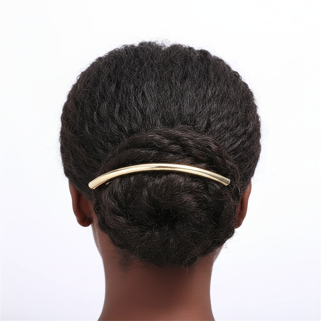 Barrette Cheveux Métal Tubulaire or coiffure cheveux afro
