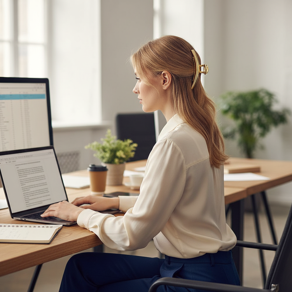 Barrette Cheveux Métal Tubulaire or coiffure tenue professionnelle