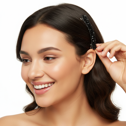 Barrette cheveux Eclat Précieux noire  ajustement facile confortable