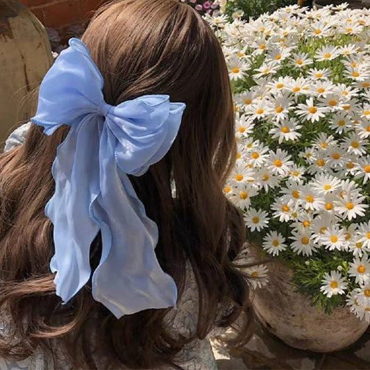 Barrette cheveux élégance textile en organza avec nœud XXL 