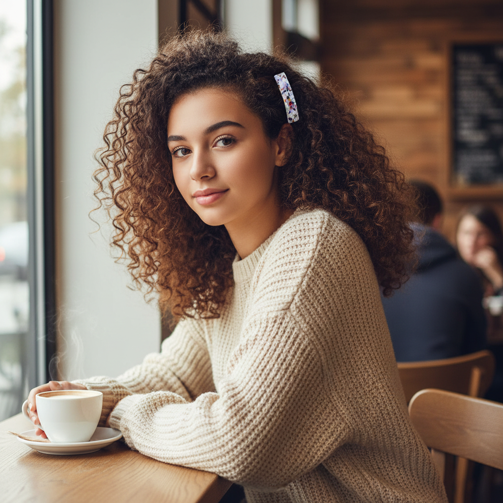 Barrette cheveux femme Acetate sans casse  cheveux bouclés
