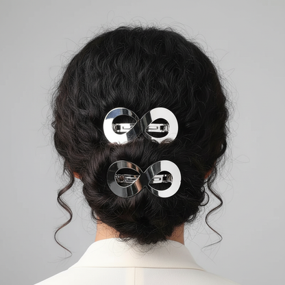 Barrette cheveux femme Intemporelle argentées chignon géométrique
