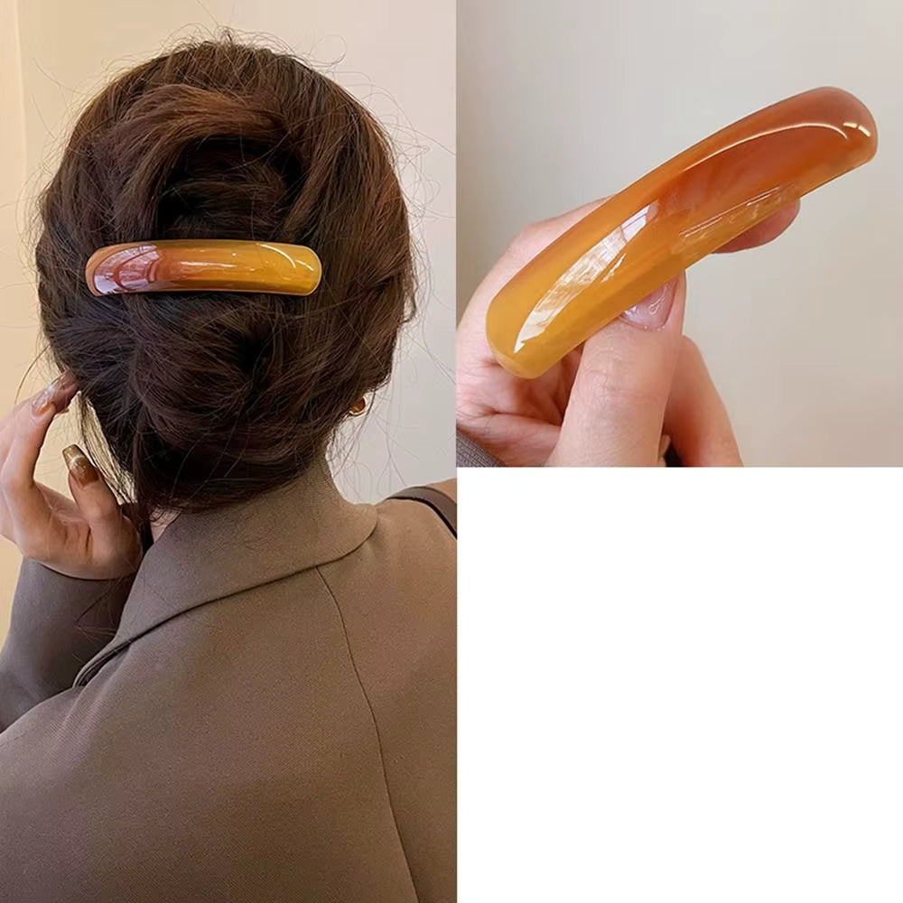 Barrette cheveux miel ambré coloris chaud résine