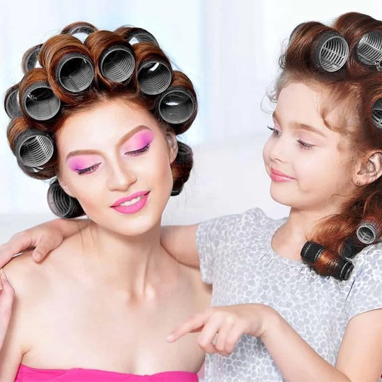 Bigoudis auto-agrippants femme fillette maquillage coiffure sans pinces velcro