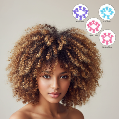 Boucles serrées avec Bigoudis Sans chaleur en Silicone 