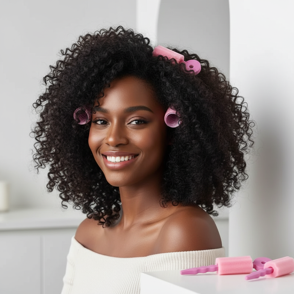 Boucles serrées définies Bigoudis Mousse Sans Chaleur 