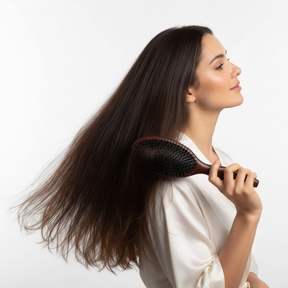 Brossage cheveux secs Brosse en bois poils de sanglier Massage Naturel 