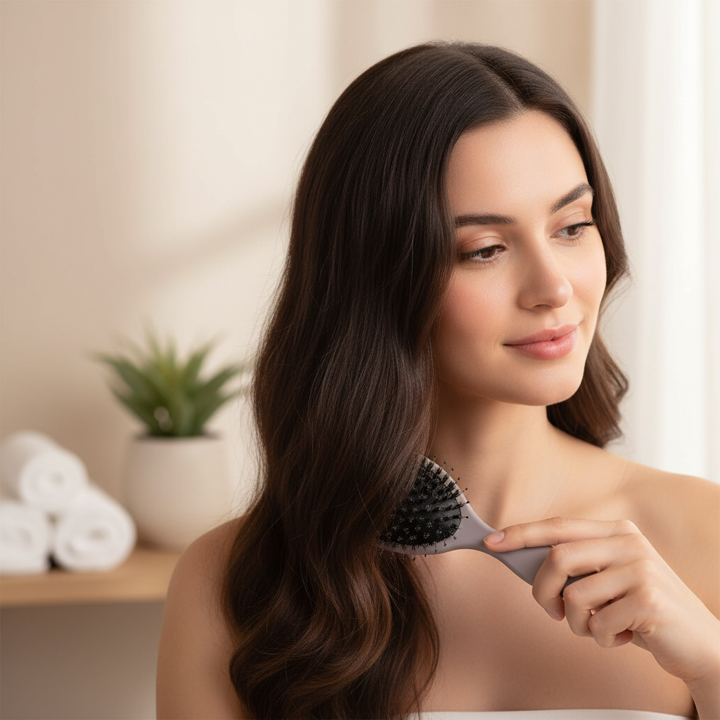 Brosse Poils Sanglier et Nylon Démêlage Doux cheveux épais ondulés 
