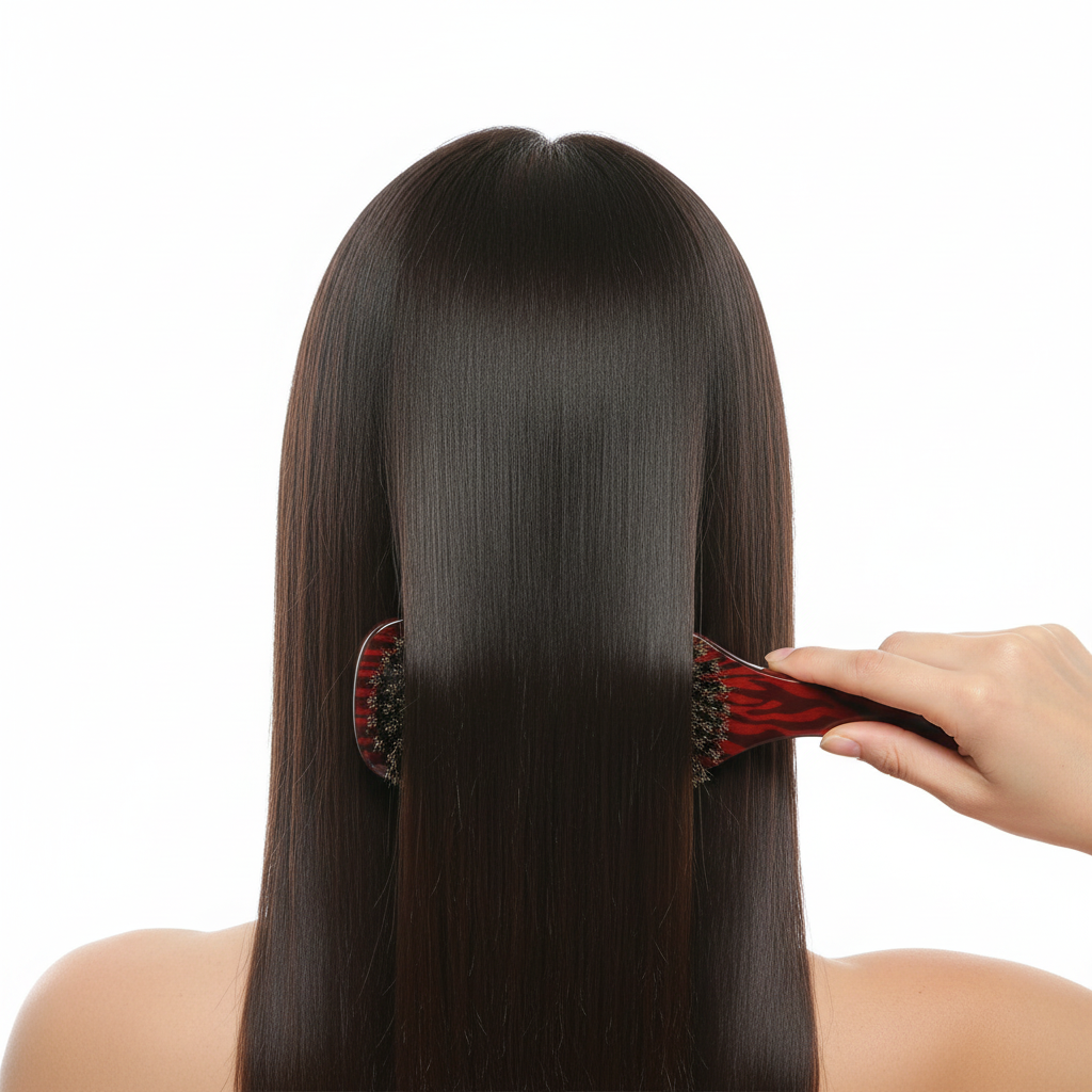 Brosse Poils de Sanglier Brillance Naturelle cheveux longs lisses brillants