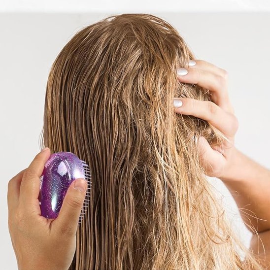 Brosse a cheveux  Egg comb démêlante anti-nœuds cheveux mouillés secs