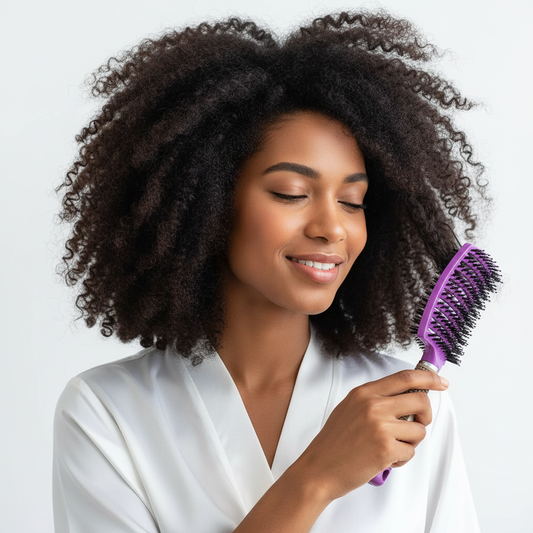 Brosse à cheveux Poils de sanglier et Nylon Démêlante cheveux bouclés  frisés