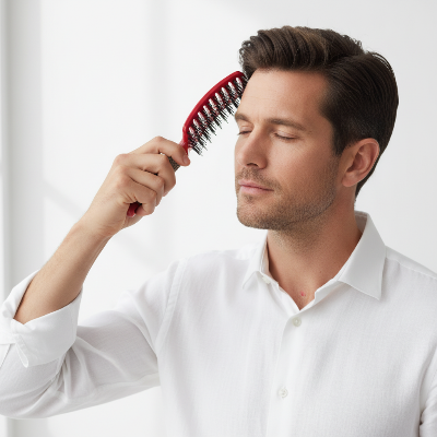 Brosse à cheveux Poils de sanglier et Nylon Demelante coiffage homme 