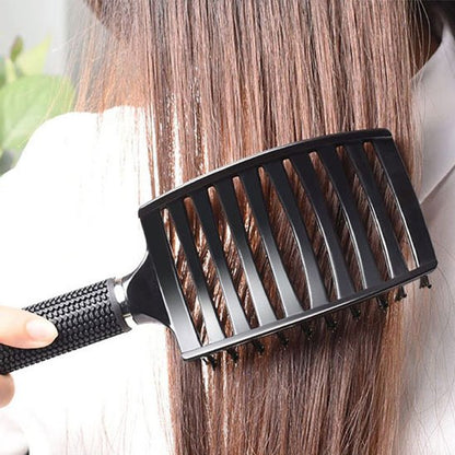 Brosse à cheveux dents larges courbées démêlage facile sans nœud