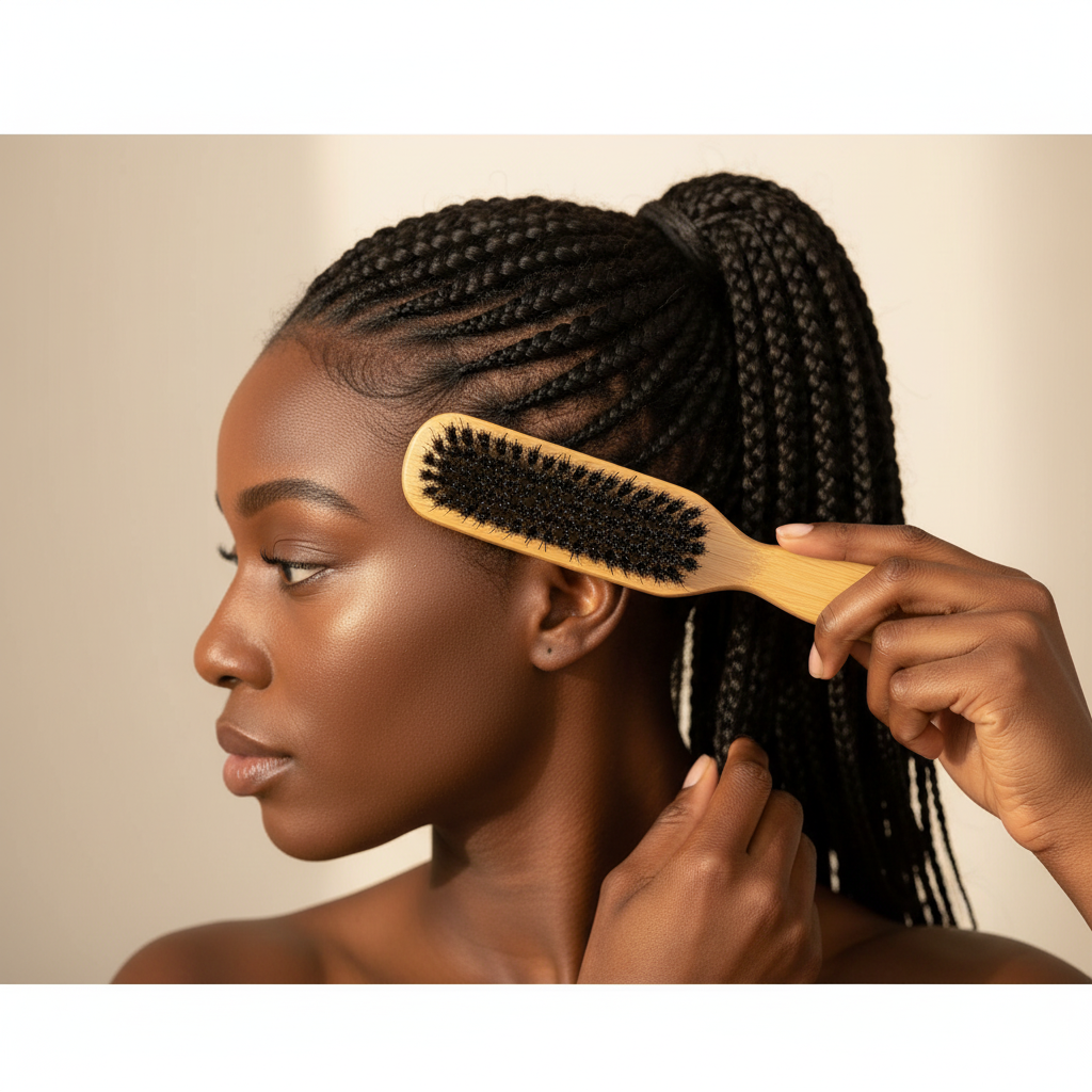 Brosse à cheveux en poils de sanglier Finition Parfaite bords tresses