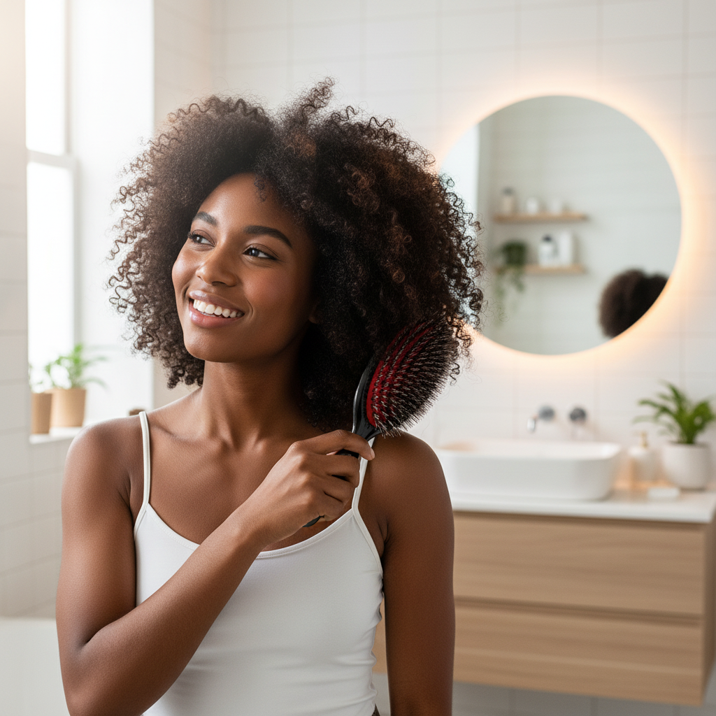 Brosse à cheveux en poils de sanglier Ovale Démêlante cheveux afro 