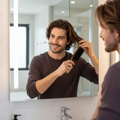 Brosse a cheveux en poils sanglier Brillance coiffage homme