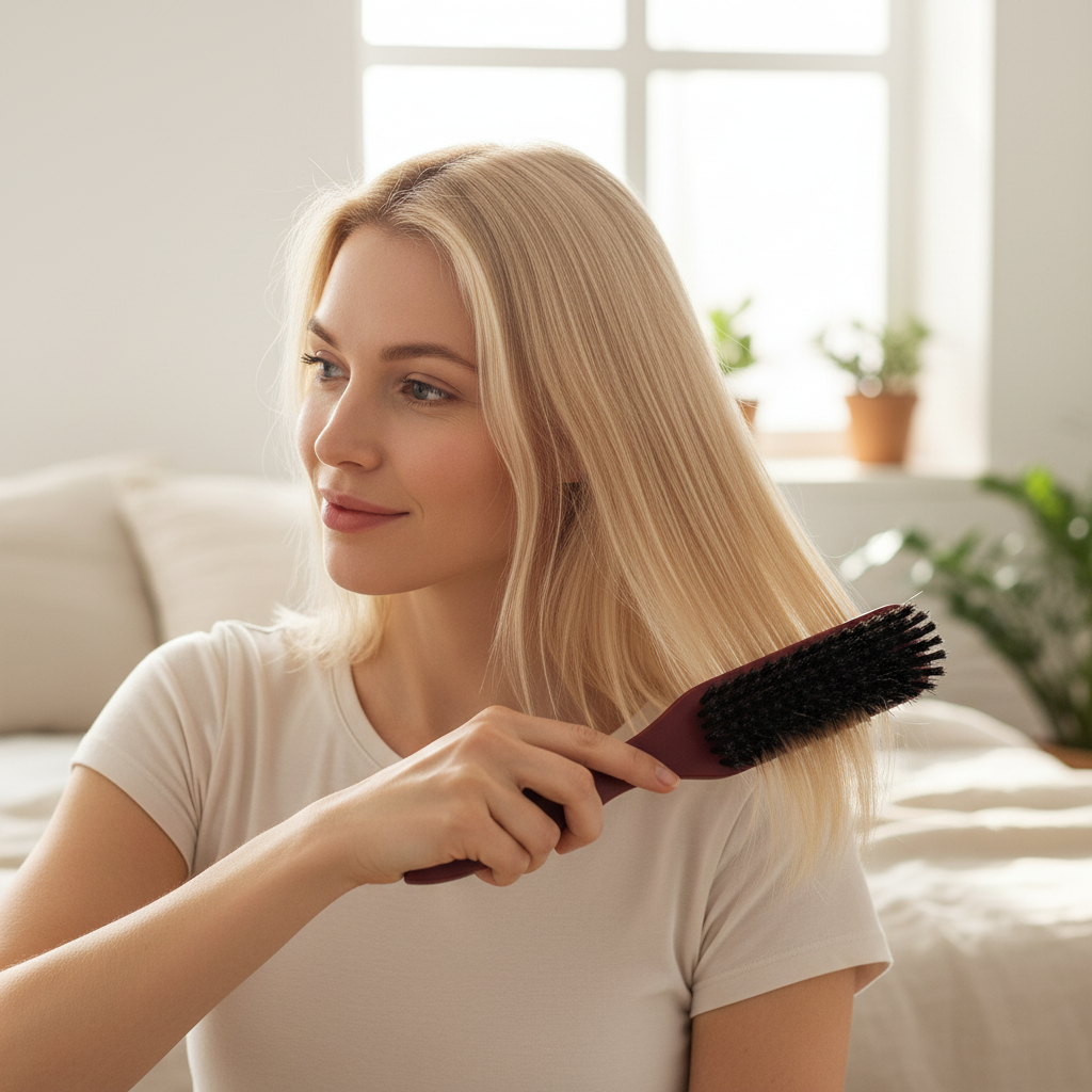 Brosse a cheveux en poils sanglier Brillance volume cheveux fins