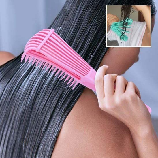 Brosse à cheveux ergonomique pour démêlage sans douleur cheveux bouclés
