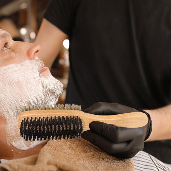 Brosse barbe homme naturelle Poils sanglier nylon bois massif