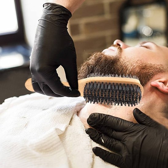 Brosse barbe poil de sanglier démêlage doux double face