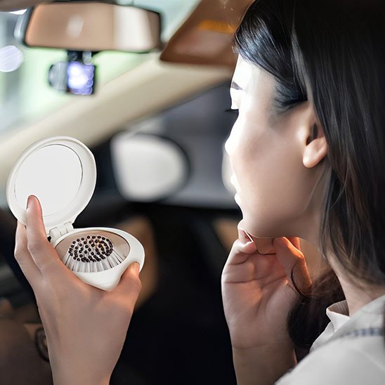 Brosse cheveux 2-en-1 portable avec miroir Retouches express partout