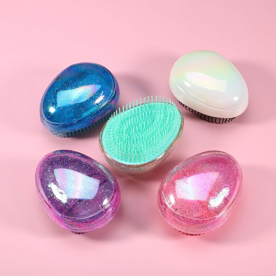 Brosse à cheveux Egg Comb anti-nœuds forme ovale nacré