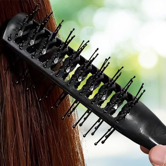 Brosse cheveux bouclés avec picots double rangée démêlage sans casse