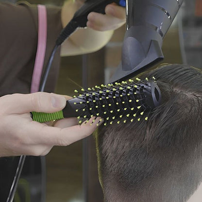 Brosse cheveux bouclés double face picots flexibles séchage   brushing simultané