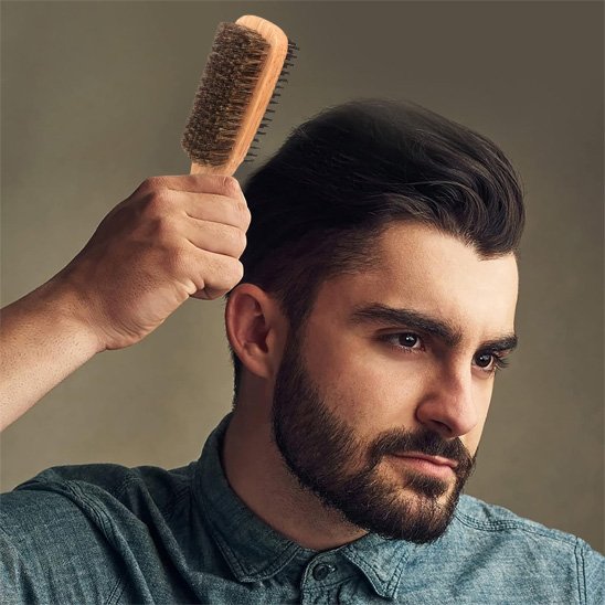 Brosse cheveux homme poil de sanglier - Brillance naturelle premium