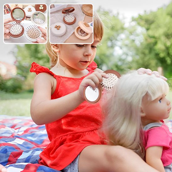 Brosse cheveux portable  avec miroir Design ludique pour enfants