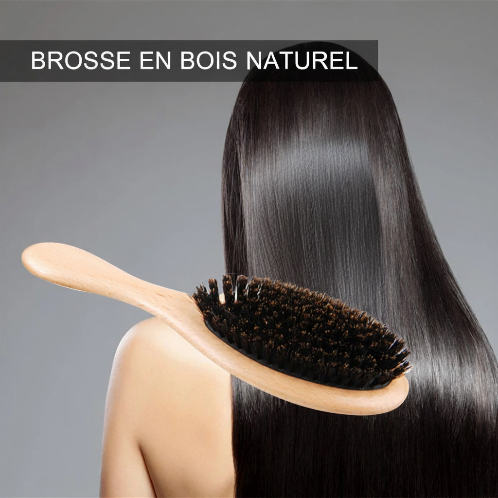Brosse en Poil de Sanglier Naturelle et Écologique Cheveux soyeux 
