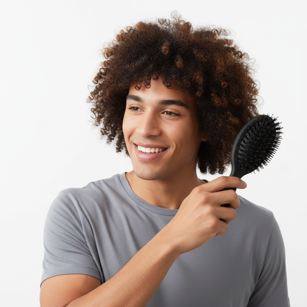 Brosse poils de sanglier et nylon Démêlante Brillance cheveux boucles