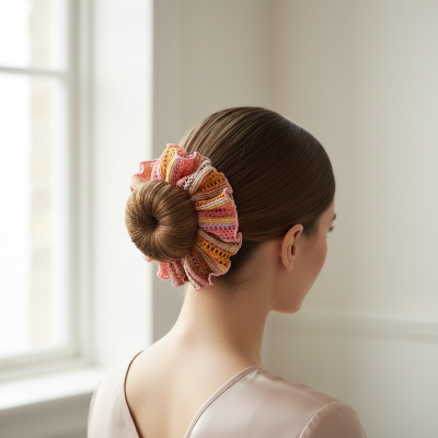 Chouchou Tricot Doux orange chignon sophistique