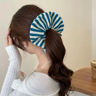 Chouchou Tricoté Coton vert coiffure rapide chic confortable