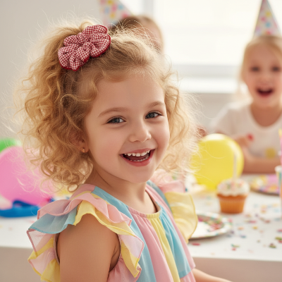 Chouchou Vichy & Pois Rouge coiffure enfant anniversare 