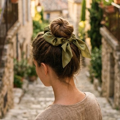 Chouchou pour cheveux Élégance Protectrice coiffure chignon haut nœud 
