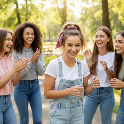 Chouchou pour cheveux Élégance Protectrice coiffure naturelle adolescente avec amies