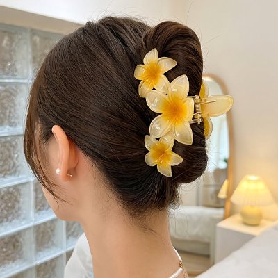 Coiffure impeccable Pince Cheveux Crabe Florale jaune 