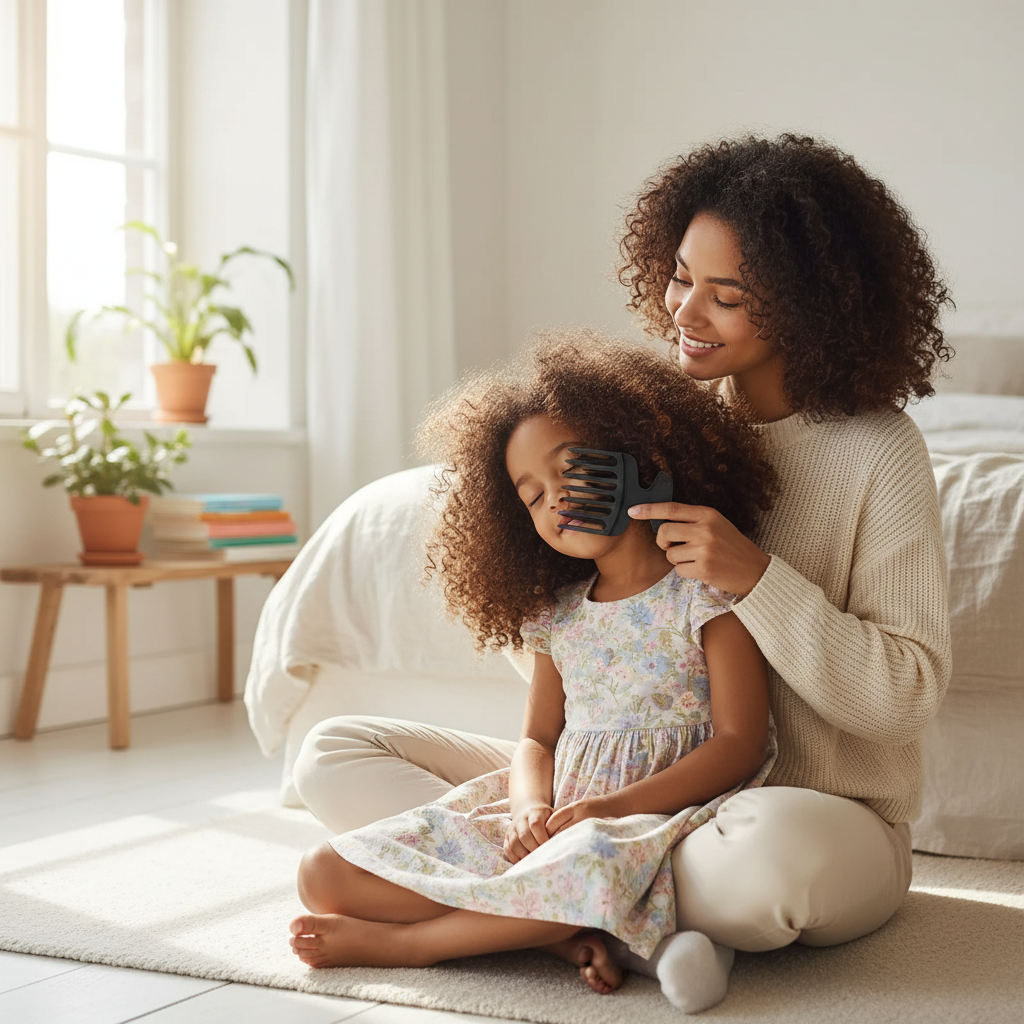 Complicité mère fille peigne démêlant BouclesPerfect