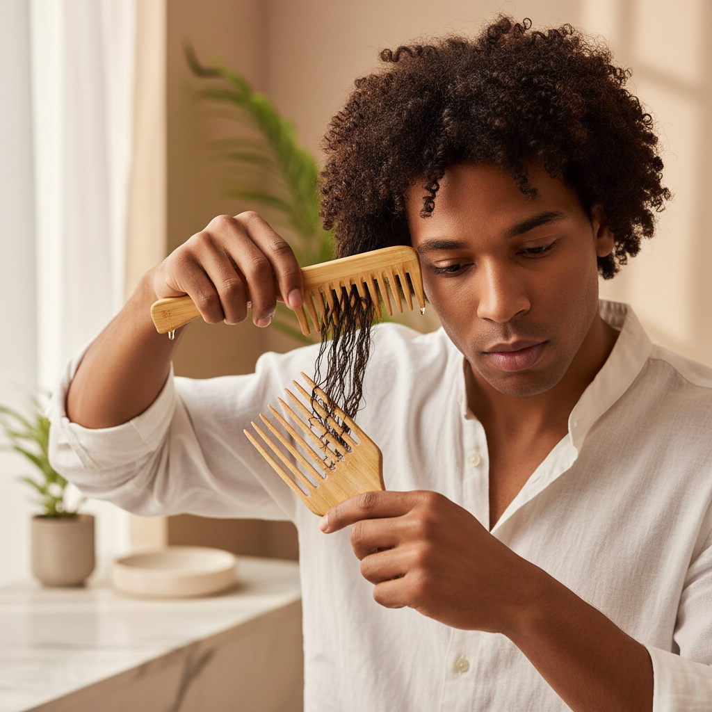 Démêlage cheveux frises peigne Bambou Harmonie sans casse